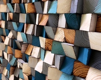 Large Wood Wall Art - Wood Sound Diffusser - Reclaimed Wood Art