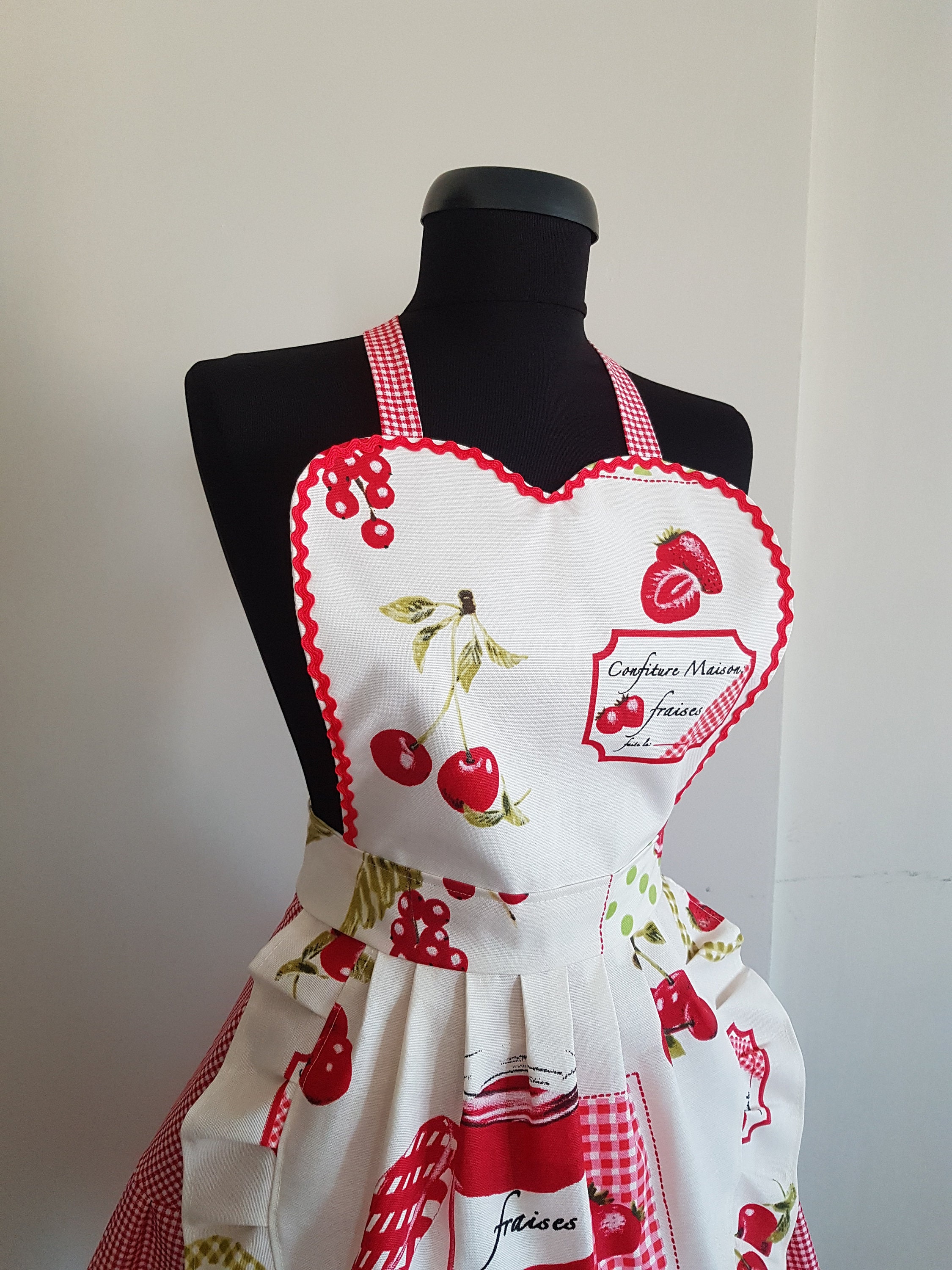 Gingham Cherry Apron, Waterproof Retro Kitchen Apron - Etsy