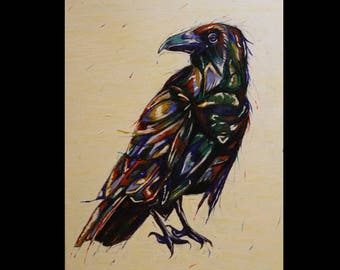 Crow Art. Ink Painting. Original Acrylic Painting. Bird Art. Bird Painting. Crow Painting. Raven Art. Ink Art. Ink Sketch. Paint Sketch.
