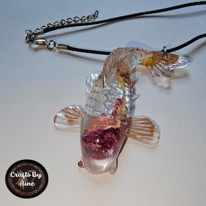One of a kind, handmade Koi Charm Necklace - resin