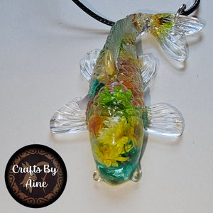 One of a kind, handmade Koi Charm Necklace - resin