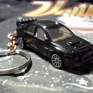 custom made keychain,2007 suburu wrx sedan,black pearl w/white mags/hand made chain and jumprings-repaint-mint