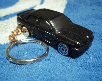 custom made stock keychain,1988 bmw m3-e30 coupe,black pearl w/chrome mags/stock-mint