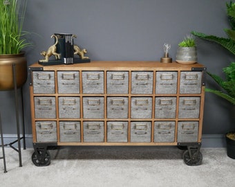 Apothecary Style Storage Cabinet | Multi Draw Industrial Console Table