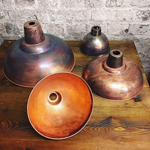 Industrial Copper Lampshade | Rustic Vintage Style Metal Factory Lamp Shade