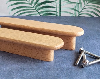 Natural Beech Drawer Handle | Light Wooden Cupboard Handle