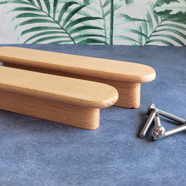 Natural Beech Drawer Handle | Light Wooden Cupboard Handle