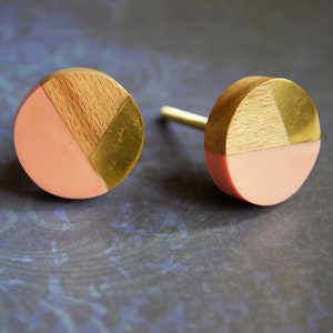 Round Gold and Pink Geometric Door Knob | Modern Silicone Cupboard Door Handle, Drawer Pull