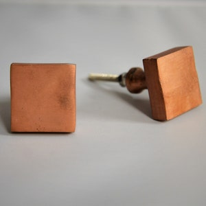 Square Copper Cabinet Knob | Rose Gold Metal Cupboard Door Handle | Solid Brass Copper Plated Drawer Pull