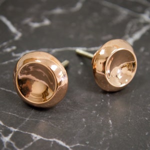 Round Copper Cabinet Door Knob | Handmade Rose Gold Metal Cupboard Handle, Drawer Pull