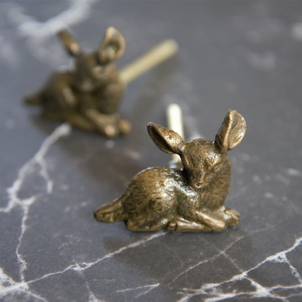 Iron Deer Fawn Antique Bronze Coloured Cabinet Knob | Hand Crafted Metal Cupboard Door Knob | Beautiful Drawer Pull