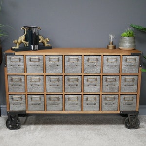 Apothecary Style Storage Cabinet | Multi Draw Industrial Console Table