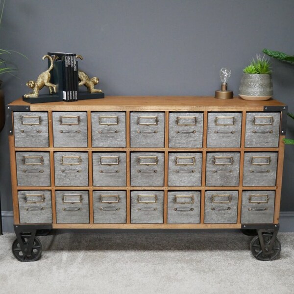 Apothecary Style Storage Cabinet | Multi Draw Industrial Console Table