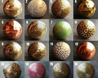 Intricate Patterned Brass Cabinet Knobs | Decorative Coloured Metal Round Cupboard Handles