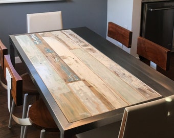 Handmade Reclaimed Wood & Steel Dining Table | Rustic Industrial Table