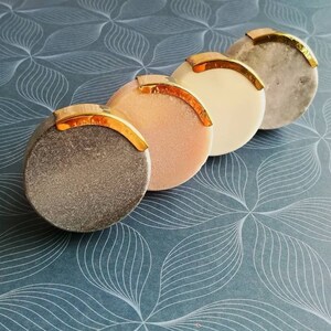 Marbled Stone Brass Edged Cupboard Door Handle, Drawer Pull | Solid Stone & Brass Cabinet Knob