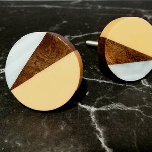 Geometric Wooden Cabinet Door Knob | Contemporary Cupboard Door Handle | Geometric Designed Drawer Pull