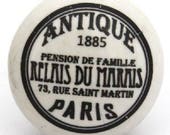 Vintage Ceramic French Antique Knob, Ornamental Door Knob, Kitchen Cabinet Handle, Cupboard Knob or Drawer Pull