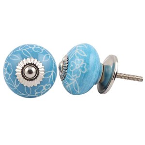 Blue Green Ceramic Cabinet Knobs Furniture Door Knobs, Various Designs China Drawer Pulls, Kitchen Cupboard Handles image 6