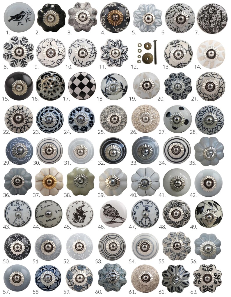 Vintage Ceramic Knobs Ornamental Door Knobs With Various Etsy