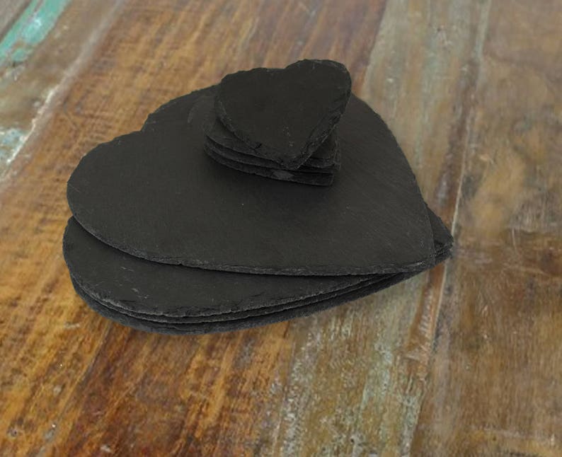 Set of 4 Natural Slate Heart Shaped Place Mats Dinner Table Etsy