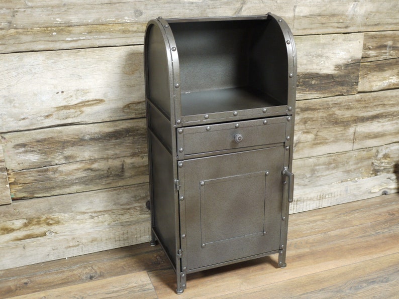 Industrial Metal Bedside Cabinet Grey Metal Storage Chest Etsy