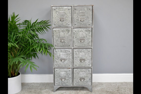 Antique Industrial Style Metal Storage Unit Tall 8 Drawer Etsy
