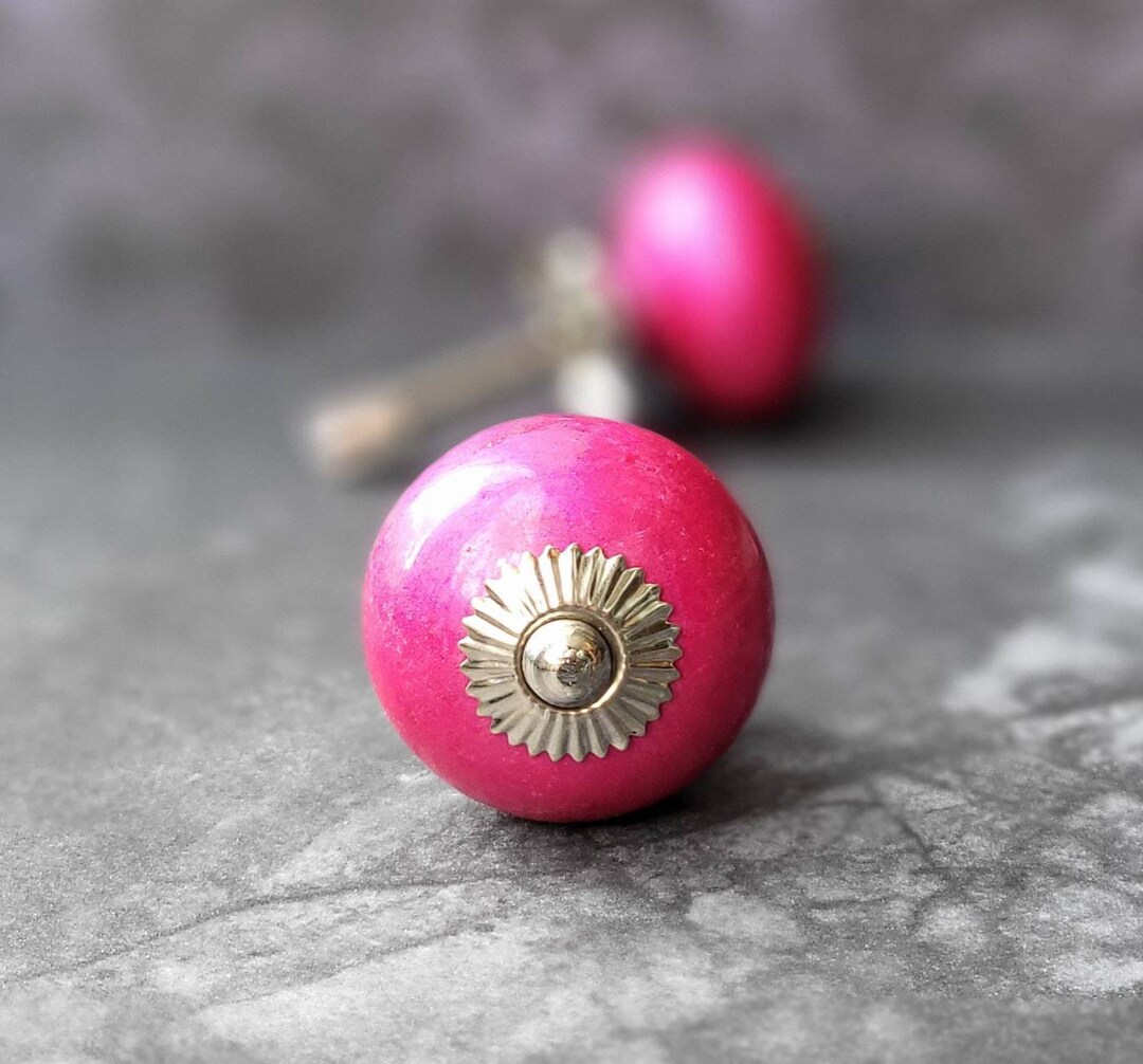Pink Mirror Glaze Cupboard Door Knob Bright Pink Drawer Pull Handle Etsy