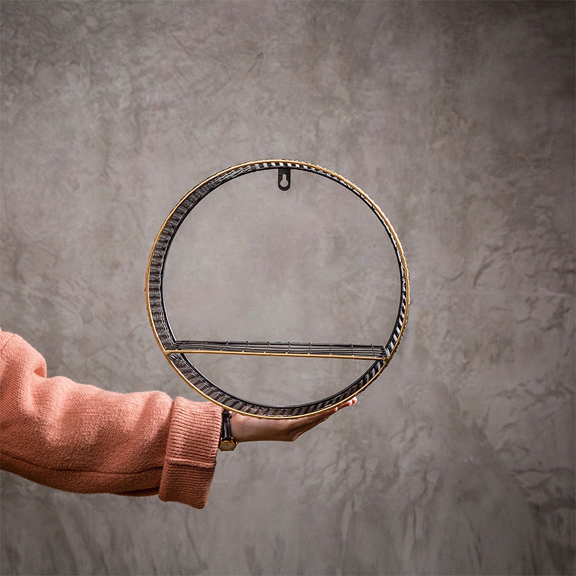 Wire Mesh Wall Mounted Circular Shelving Unit Etsy