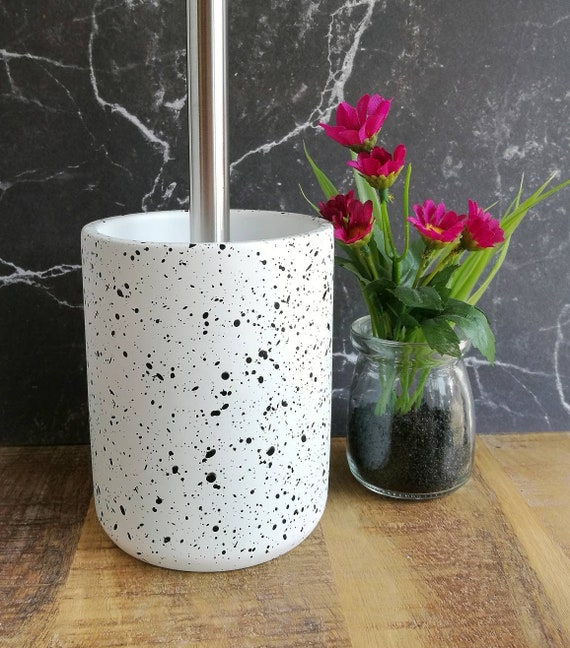 Buy Terrazzo Inspired Toilet Brush Holder Black White Paint