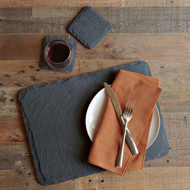 Set of Natural Slate Rectangular Place Mats Dinner Table Place Mats image 2