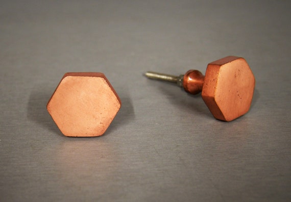 Geometric Copper Cabinet Knob Solid Metal Rose Gold Cupboard Etsy