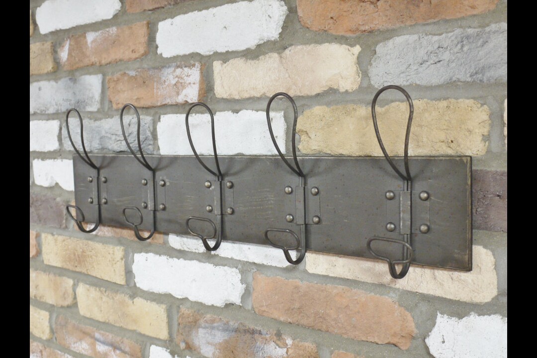 Industrial Steel Coat Rack Rustic Metal Clothes Hooks 5 Hook Hat Rack