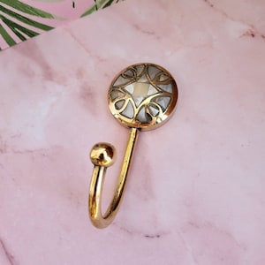Intricate Mother of Pearl Brass Hook | Decorative Brass Hook