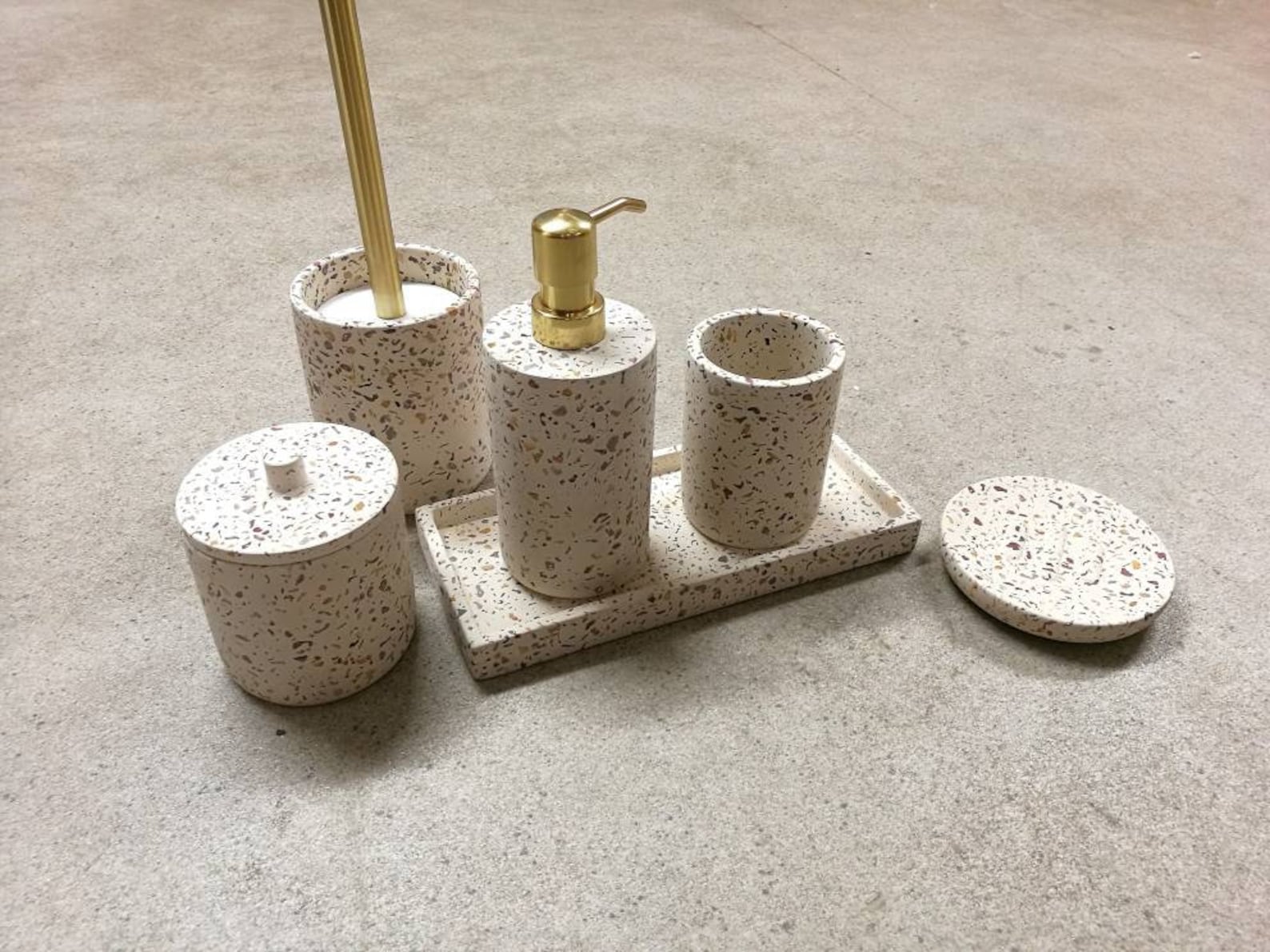 Concrete Terrazzo Bathroom Accessories Colourful Terrazzo Etsy