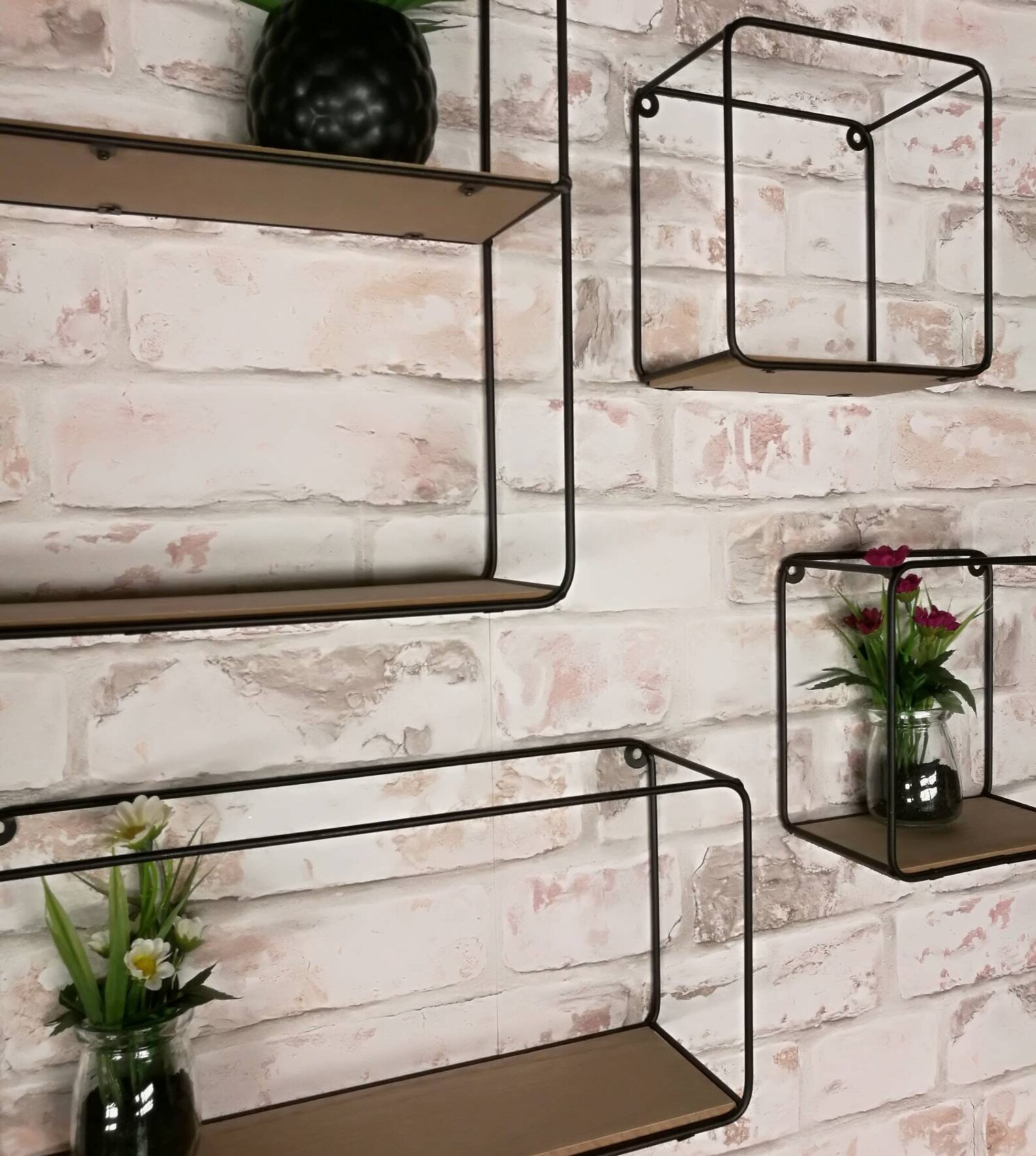 Set of 4 Industrial Metal & Wood Box Shelves Floating Wall Etsy