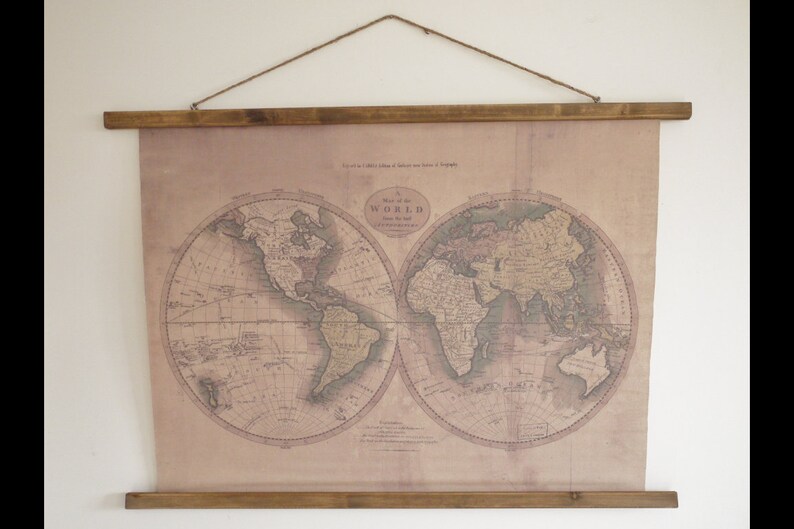 Vintage Style World Map Wall Art Decoration Old Paper Etsy