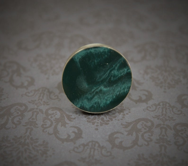 Gold and Dark Green Circular Cupboard Door Handle Deep Green | Etsy
