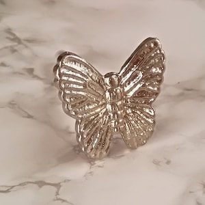 Silver Butterfly Design Drawer Pull Knob | Decorative Butterfly Metal Cupboard Door Knob