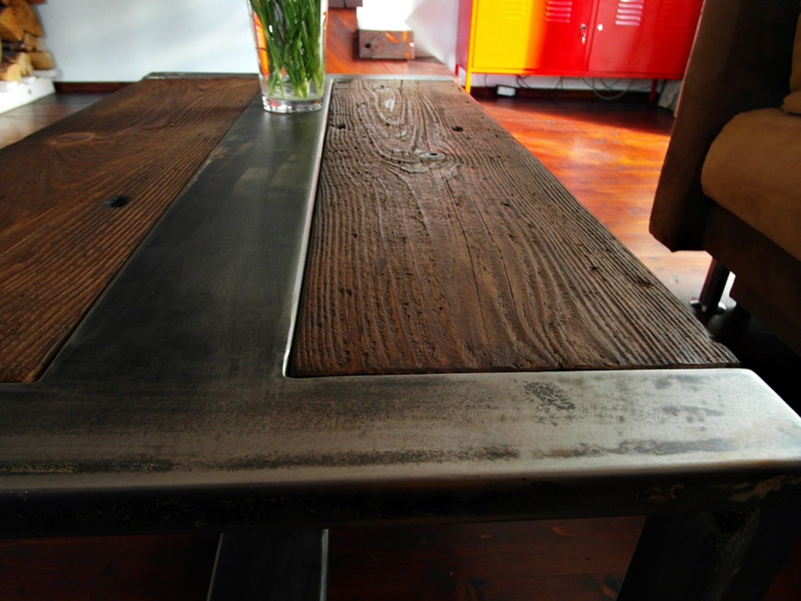 Handmade Reclaimed Wood & Steel Coffee Table Vintage Rustic Etsy
