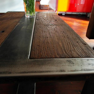 Handmade Reclaimed Wood & Steel Coffee Table Vintage Rustic Industrial Coffee Table image 4