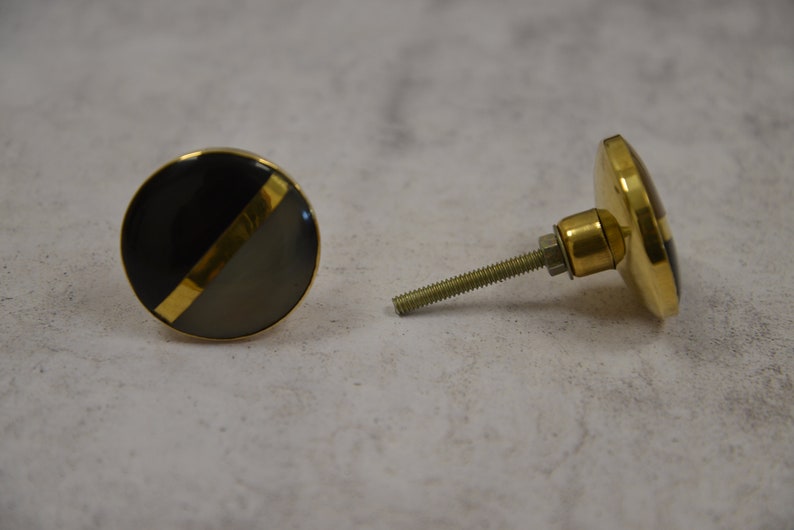 Round Gold and Black Cupboard Door Handle Classic Cupboard Etsy