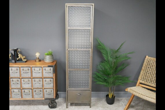 Industrial Style Cabinet Hanging Storage 4 Tier Drawers Metal Wall