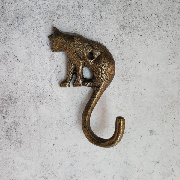 Antique Bronze Cat Hook | Cute Cats Tail Iron Hook