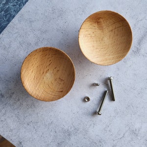 Hand Crafted Beech Drawer Pull | Wooden Concave Cabinet Knob