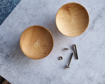 Hand Crafted Beech Drawer Pull | Wooden Concave Cabinet Knob