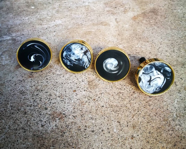 Unique Brass & Black Marbled Resin Cupboard Door Handle ...