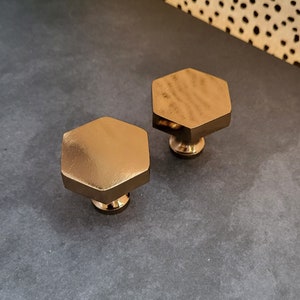 Geometric Copper Cabinet Knob | Solid Metal Rose Gold Cupboard Door Handle | Hexagonal Drawer Knob