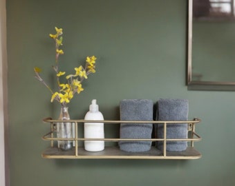 Golden Metal Display Shelf | Wall Mounted Shelving Unit