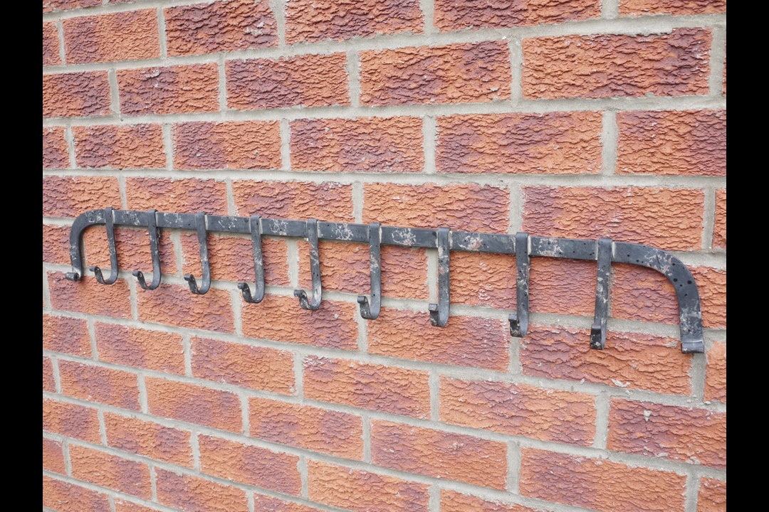 Wallmounted Rustic Metal Coat Rack With 11 Hooks Key Hanging Hooks